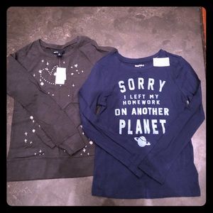 NWT set of Gap long sleeved screen tees - size 8